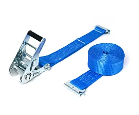 Todo - Raíles, Barras, Vigas Cinta de amarre - 2T - 3,5m - 50mm - de 2 partes - Piezas de extremo para rieles - Azul