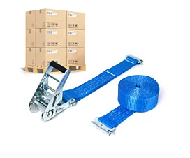 Cintas por palé 50mm Palé Cintas de amarre - 2T - 3,5m - 50mm - En 2 partes - Piezas de extremo para rieles - Azul - 320uds