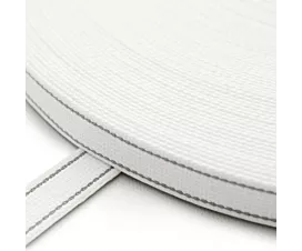 Cinta de persiana 22mm Cinta de persiana blanca con 2 rayas grises - Algodón - (ancho 22mm)