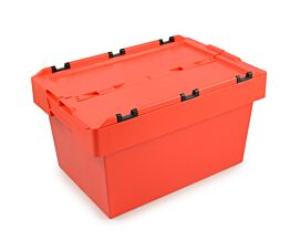 Mejores ventas - Depósitos de retorno Caja de almacenamiento apilable con tapa - 60x40x34cm - Estándar - Rojo