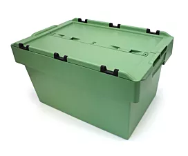 Depósitos de retorno Caja de almacenamiento apilable con tapa - 60x40x34cm - Estándar - Verde reseda