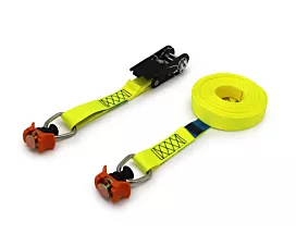 Todas Cinta de amarre - 700kg - 5m - 25mm - De 2 partes - Para rieles L-track - Amarillo Todas Cinta de amarre - 700kg - 5m - 25mm - De 2 partes - Para rieles L-track - Amarillo