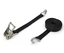 2,5t - Estándar Cinta de amarre - 1,5T - 6,5m - 35mm - De 2 partes - Tensor y ganchos - Acero inoxidable - Negro