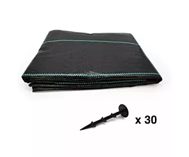 Todo - Redes y Lonas Malla antihierbas + Estacas - 2mx25m - 100g/m2 - Rollo - Negro